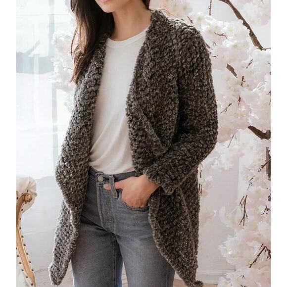 Dolce Cabo Gray Soft Faux Fur 3/4 Sleeves Open Cardigan Layering Coatigan - Picture 2 of 16